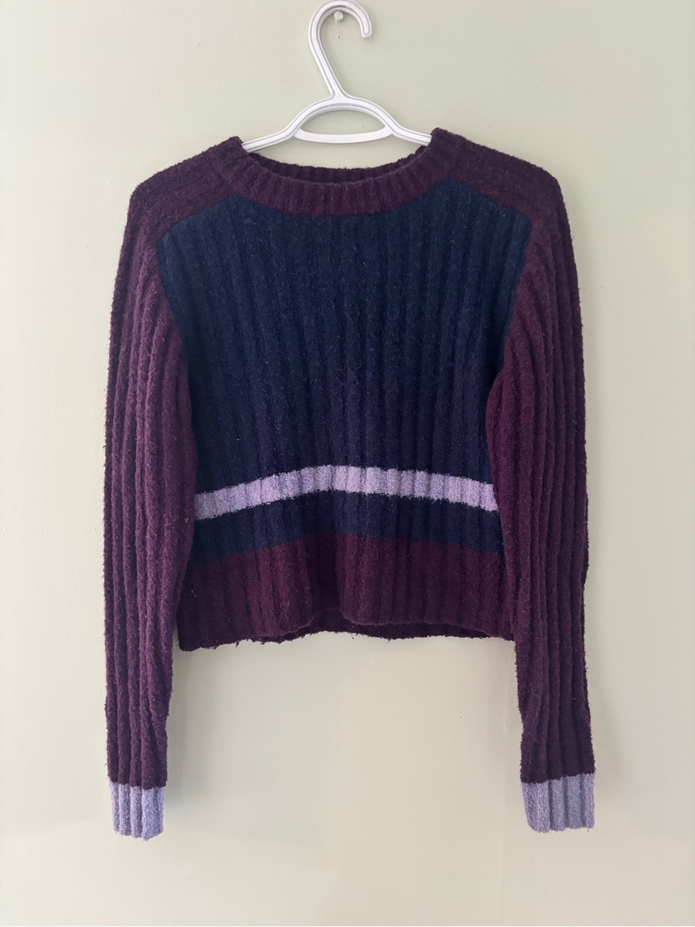 Vintage 1980s Pelican Cove Sweater in Burgundy, Navy & Lilac